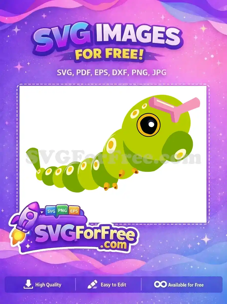 Free Green Caterpillar Free Pink Antenna Pokemon Free SVG