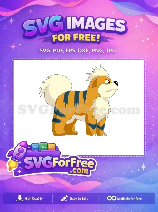 Free Orange Growlithe Free Dark Stripes Pokemon Free SVG