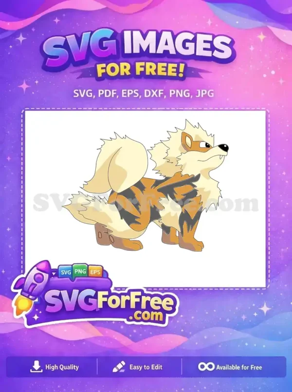 Free Angry Arcanine Free Orange Grey Pokemon Free SVG