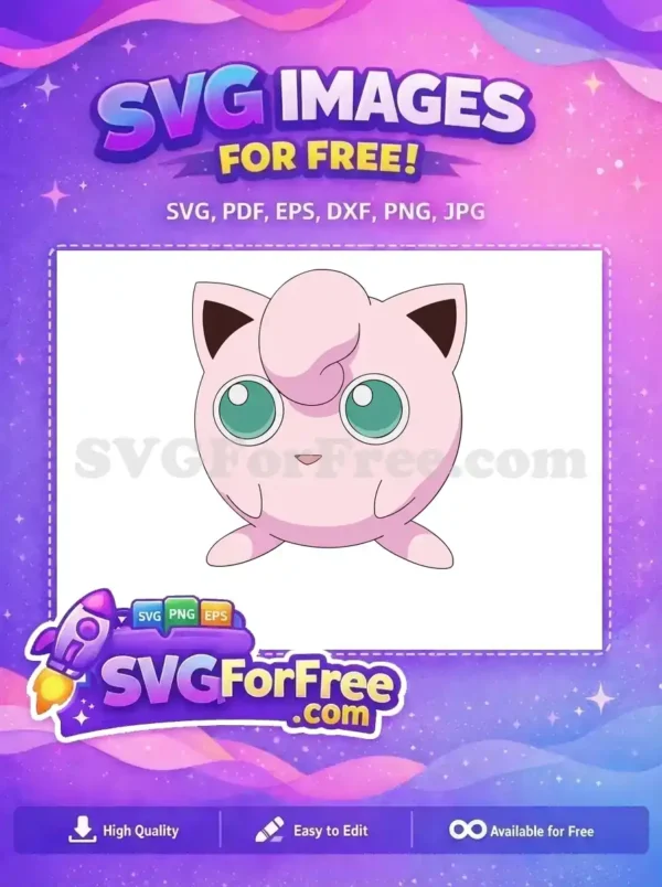 Free Round Pink Jigglypuff Free Teal Eyes Pokemon Free SVG