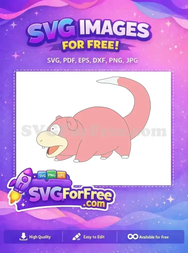 Free Derpy Pink Slowpoke Free Goofy Expression Pokemon Free SVG