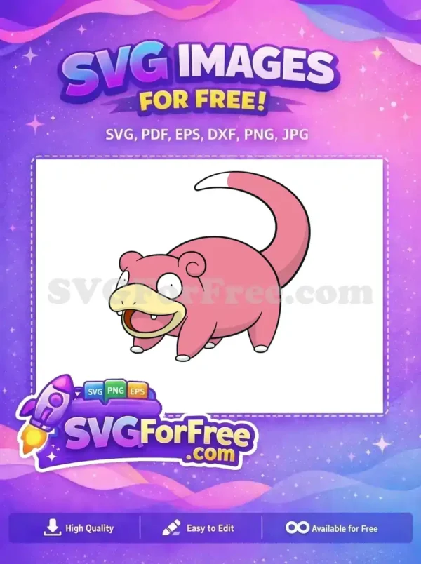 Free Pink Slowpoke Pokemon Free Cartoon Smiling Free SVG