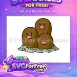 Free Trio Diglett Group Free Brown Pokemon Cartoon Free SVG - Instant Download