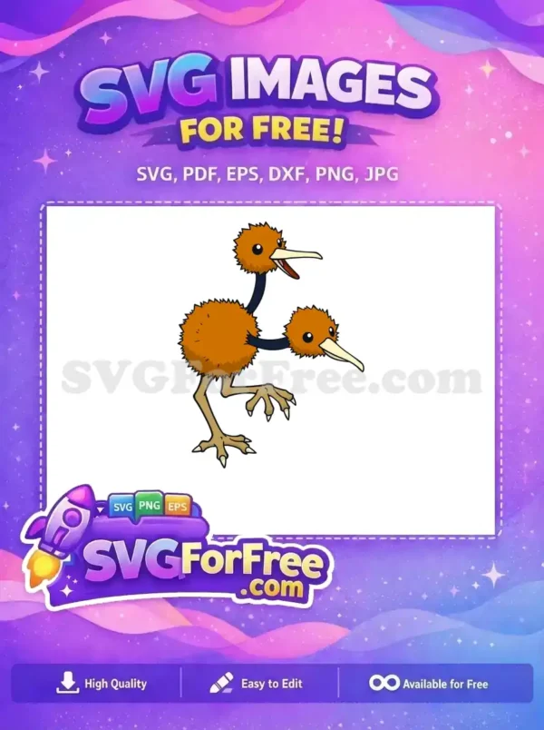 Free Two Headed Free Orange Brown Dodrio Pokemon Free SVG