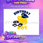 Free Blue Police Hat Free Birthday Boy Yellow Badge Free SVG - Instant Download