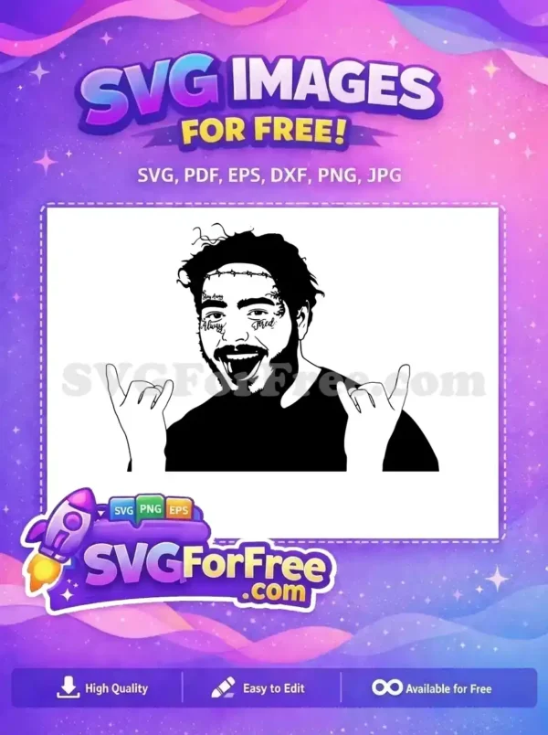 Free Smiling Face Tattoo Free Hand Horns Post Malone Free SVG
