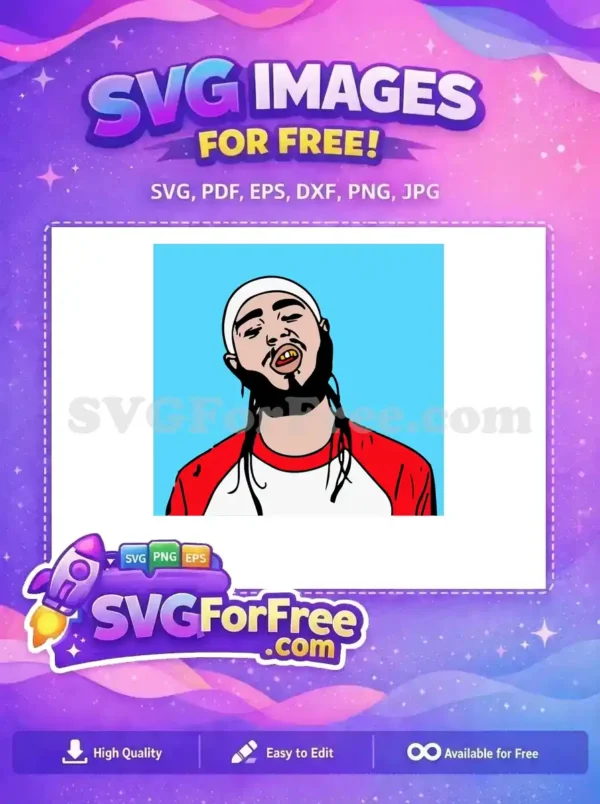 Free Gold Teeth Free Red White Post Malone Free SVG