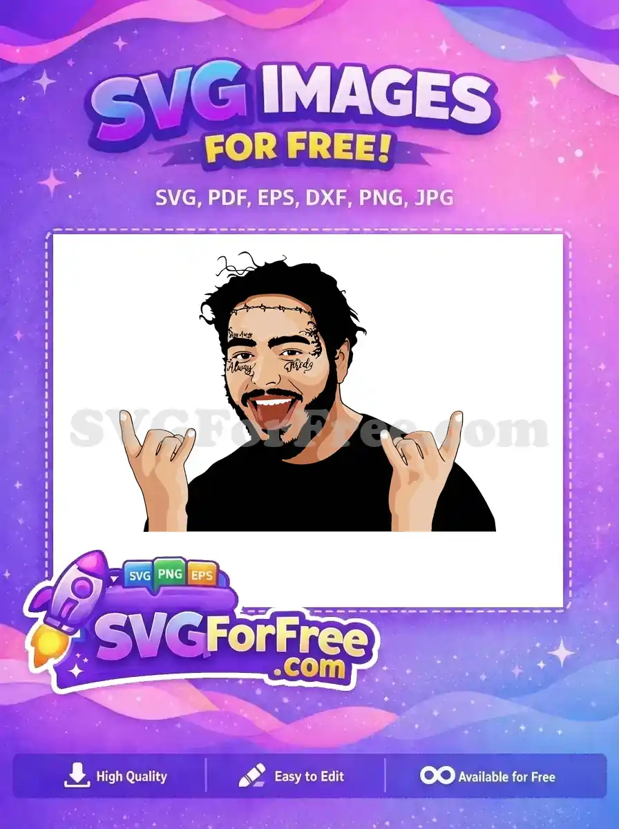 Free Rock Sign Free Face Tattoo Post Malone Free SVG