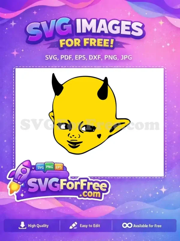 Free Yellow Devilish Post Malone Free Face Free SVG