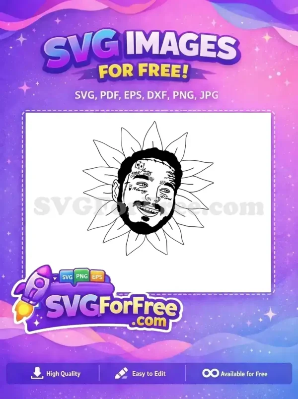 Free Tattoo Face Art Free Rapper Post Malone Free SVG