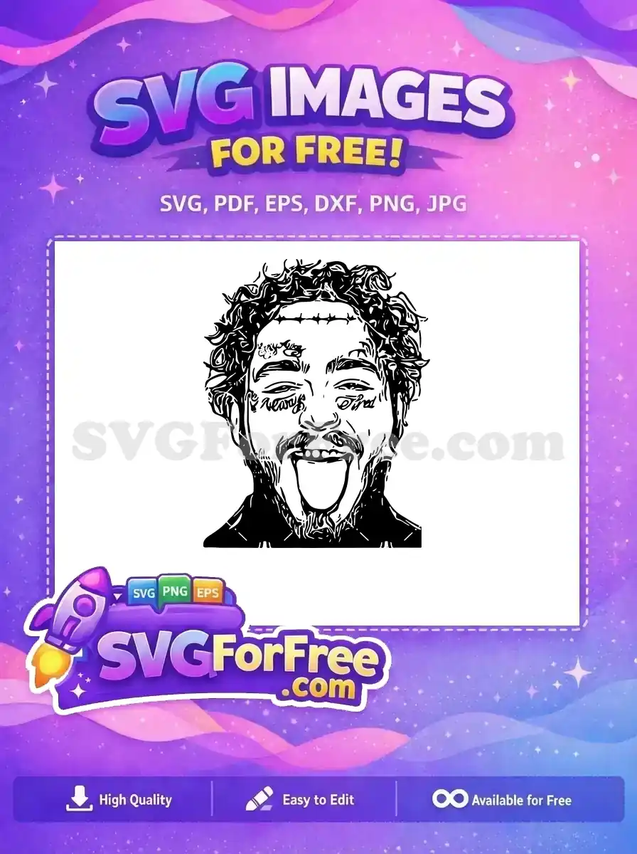 Free Tongue Out Free Tattooed Post Malone Free SVG