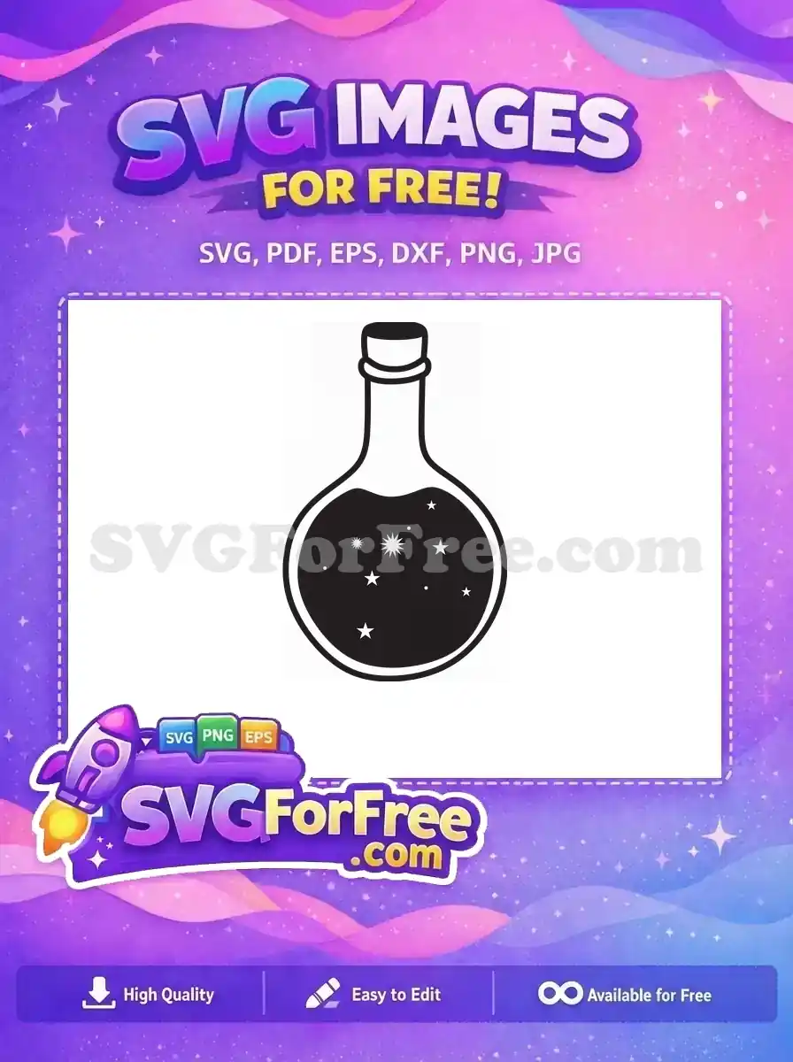Free Galaxy Stars Potion Free Black Silhouette Magic Witchcraft Free SVG