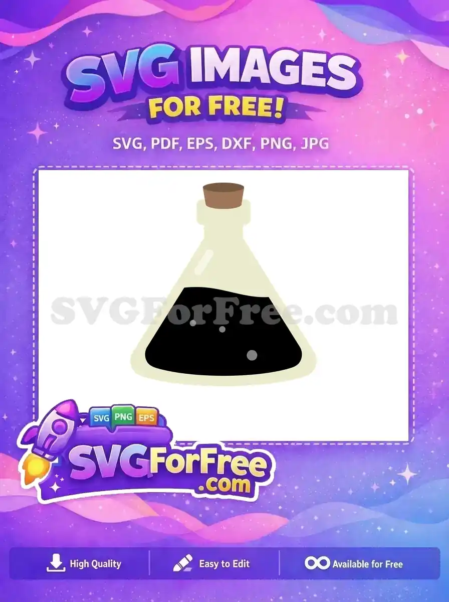 Free Corked Potion Free Black Liquid Bottle Free SVG