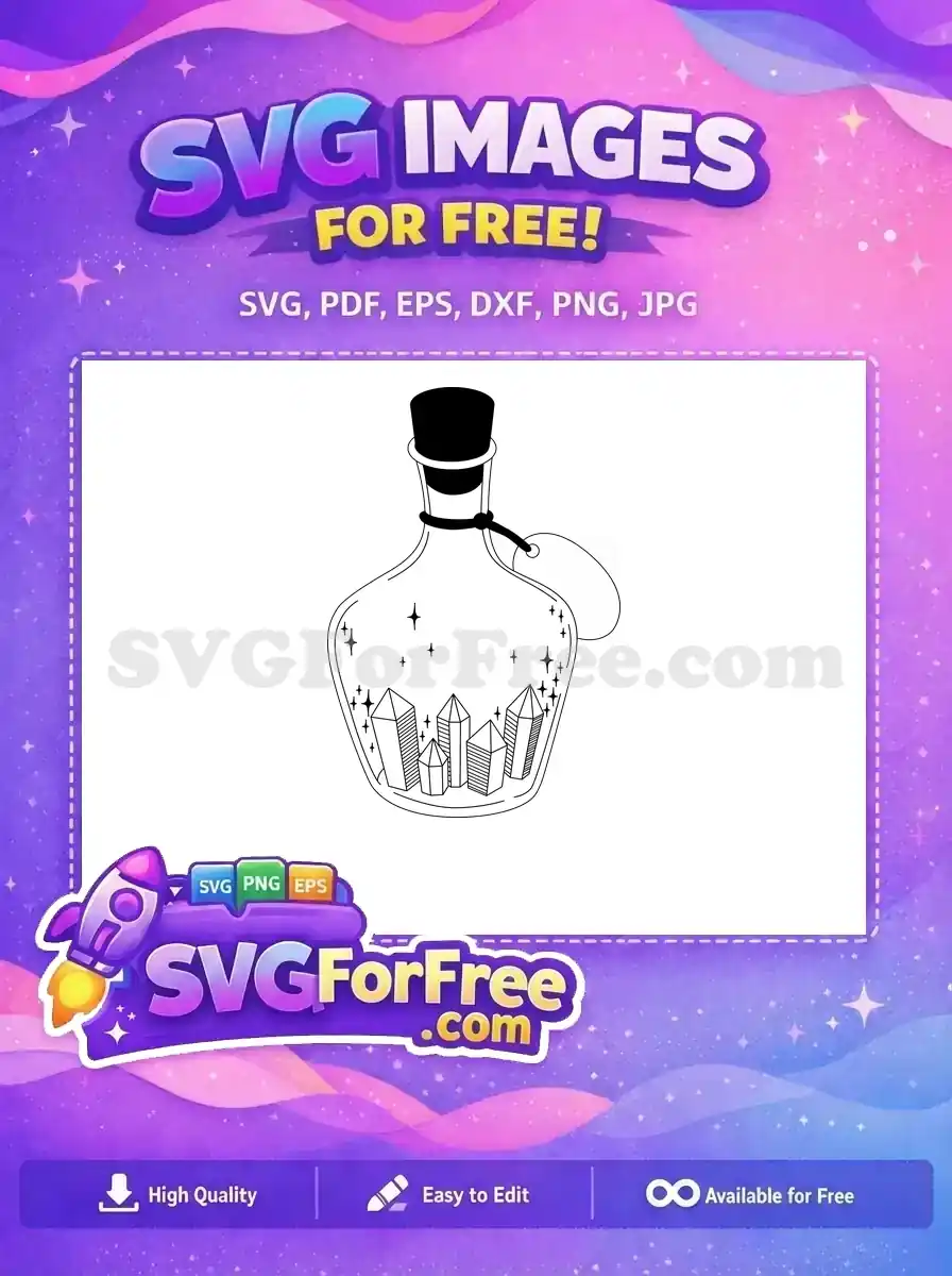 Free Magic Potion Bottle Free Sparkling Crystal Gems Witchcraft Spells Free SVG