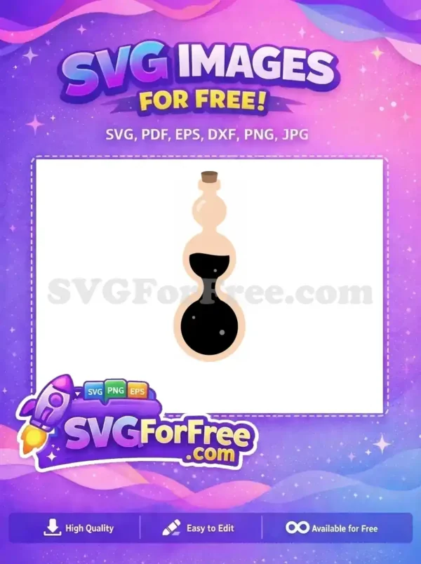 Free Curvy Beige Bottle Free Dark Potion Bubbles Witchcraft Wizardry Free SVG