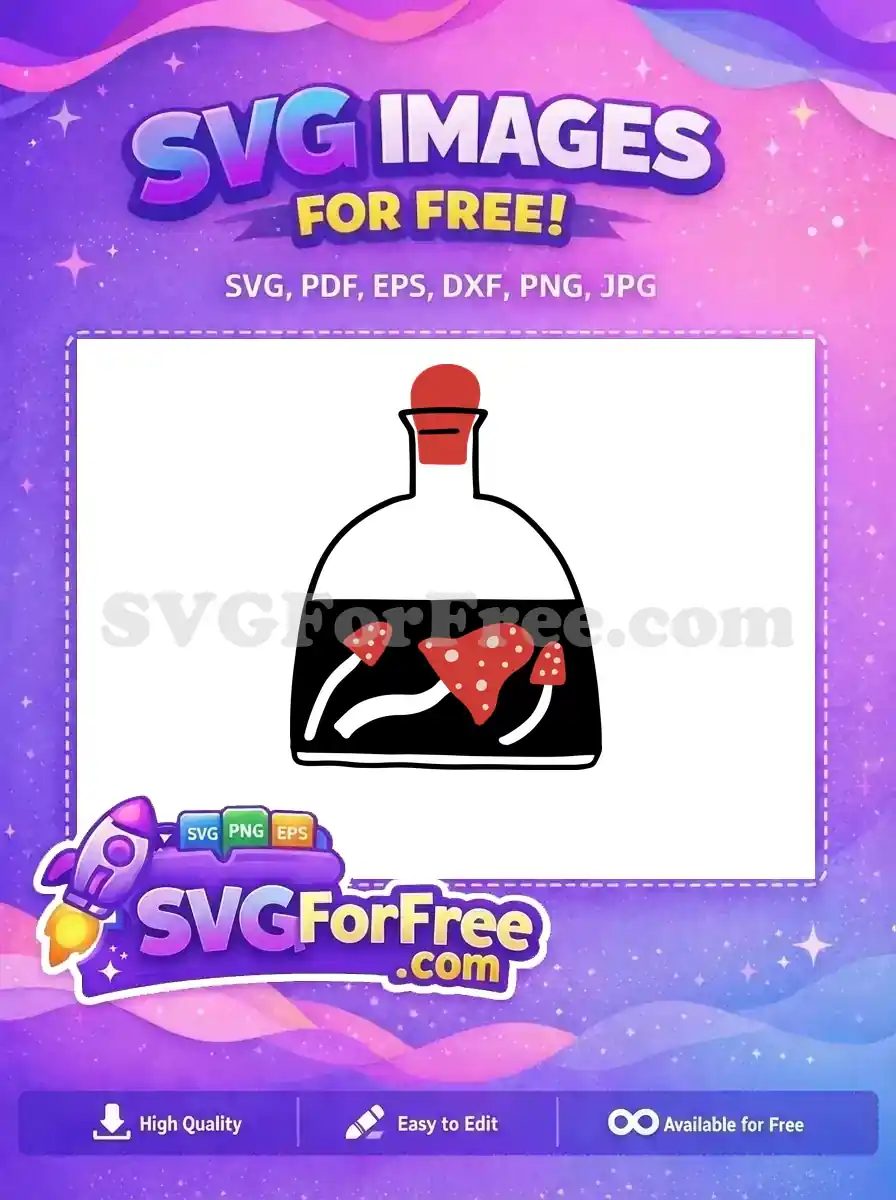 Free Red Cap Mushrooms Free Black Potion Bottle Free SVG