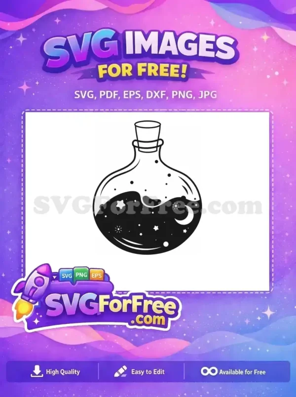 Free Moon Stars Potion Free Bottle Silhouette Free SVG 1 Free Moon Stars Potion Free Bottle Silhouette Free SVG 1