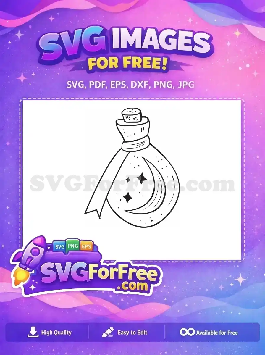 Free Moon Stars Free Ribbon Potion Silhouette Free SVG