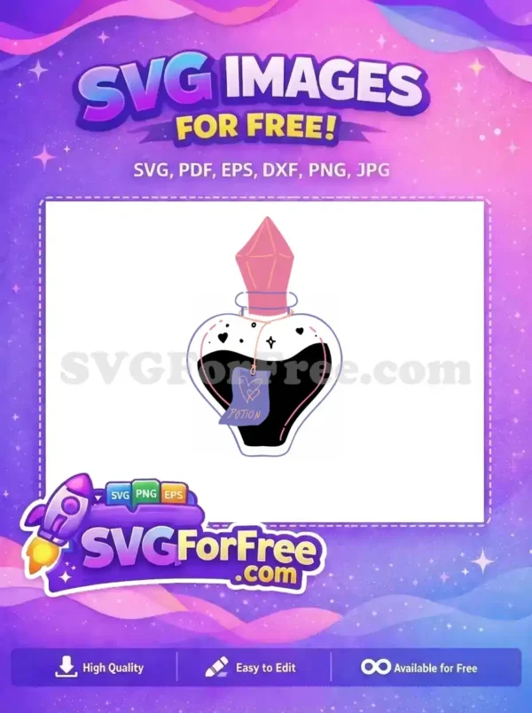 Free Pink Crystal Free Heart Potion Bottle Free SVG