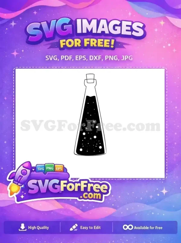 Free Black Starry Potion Free Bottle Silhouette Halloween Free SVG