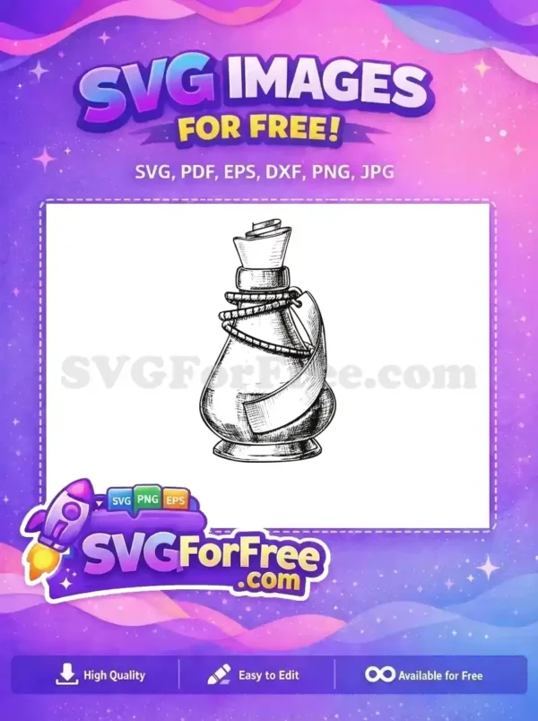 Free Vintage Potion Bottle Free Rope and Label Magic Free SVG
