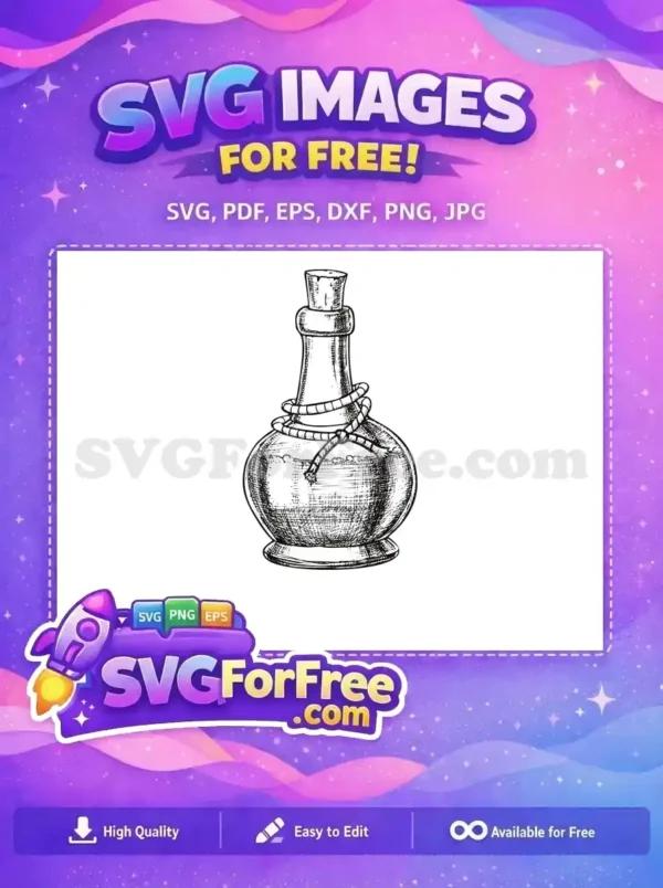 Free Vintage Potion Bottle Free Sketch with Cork Magic Free SVG