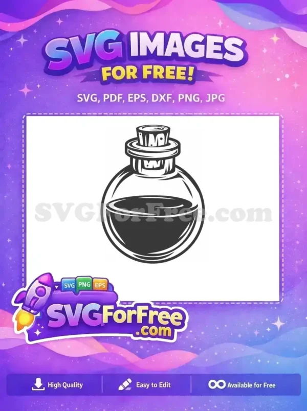 Free Dark Potion Free Round Bottle Silhouette Free SVG