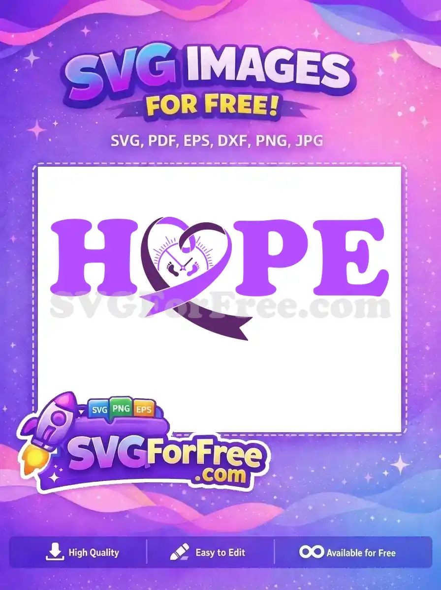 Free Purple Hope Ribbon Free Premature Feet Awareness Free SVG