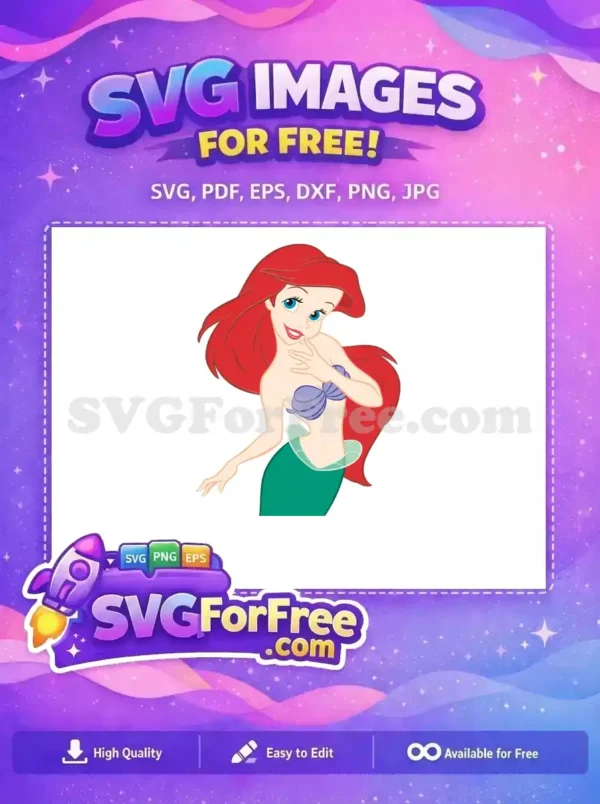 Free Smiling Ariel Free Red Hair The Little Mermaid Free SVG 2