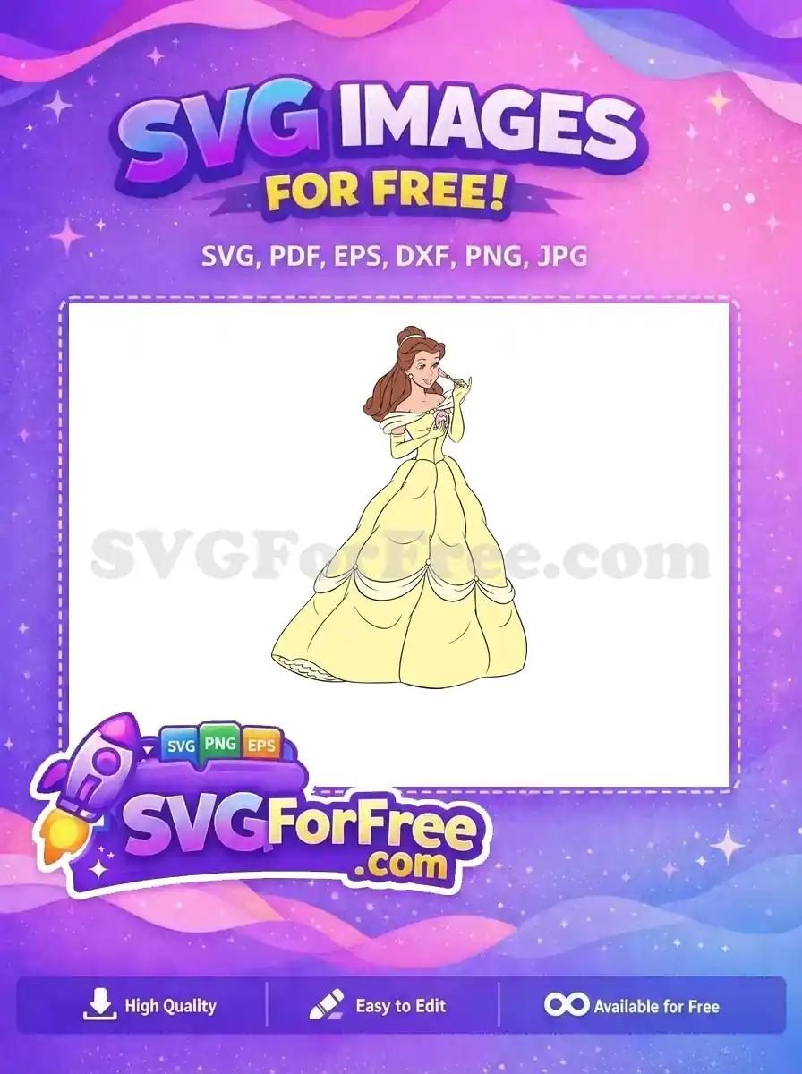 Free Brown Hair Free Yellow Dress Beauty and the Beast Free SVG
