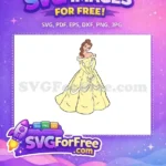 Free Belle Yellow Gown Free Smiling Disney Princess Free SVG - Instant Download