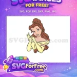 Free Smiling Belle Free Yellow Dress Beauty Beast Free SVG - Instant Download