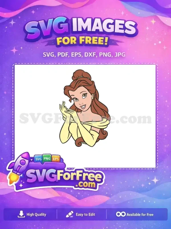 Free Smiling Belle Free Yellow Dress Beauty Beast Free SVG