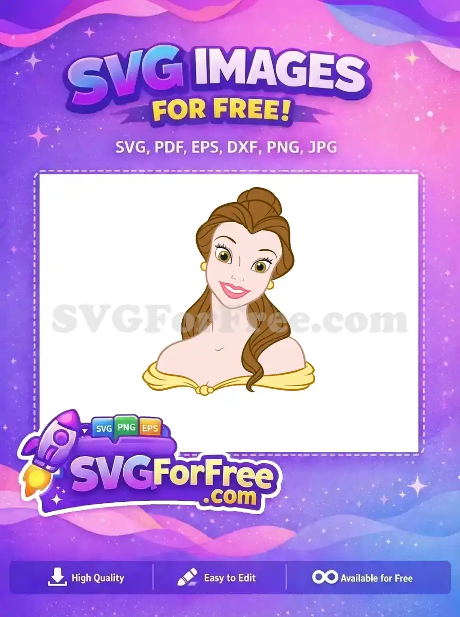 Free Smiling Belle Free Yellow Gown Beauty and the Beast Free SVG 2
