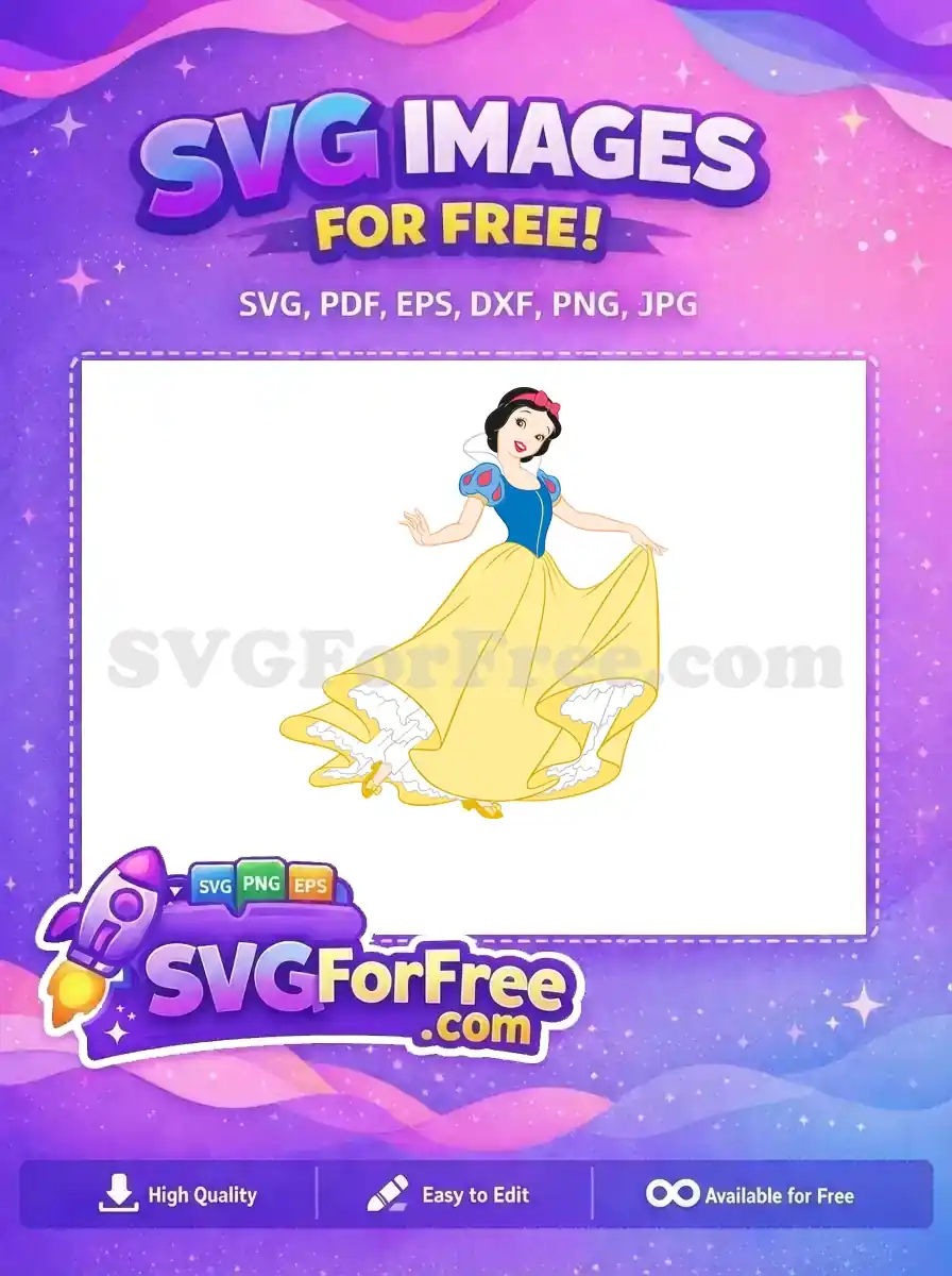 Free Smiling Snow White Free Yellow Dress Princess Free SVG 1