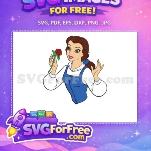 Free Belle Holding Rose Free Smiling Face Beauty and the Beast Free SVG