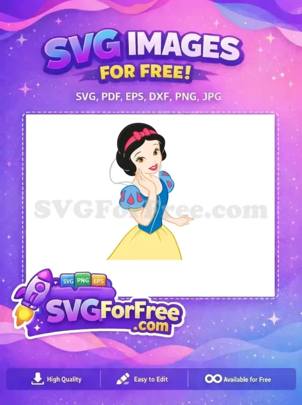 Free Smiling Snow White Free Pink Bow Classic Movie Free SVG