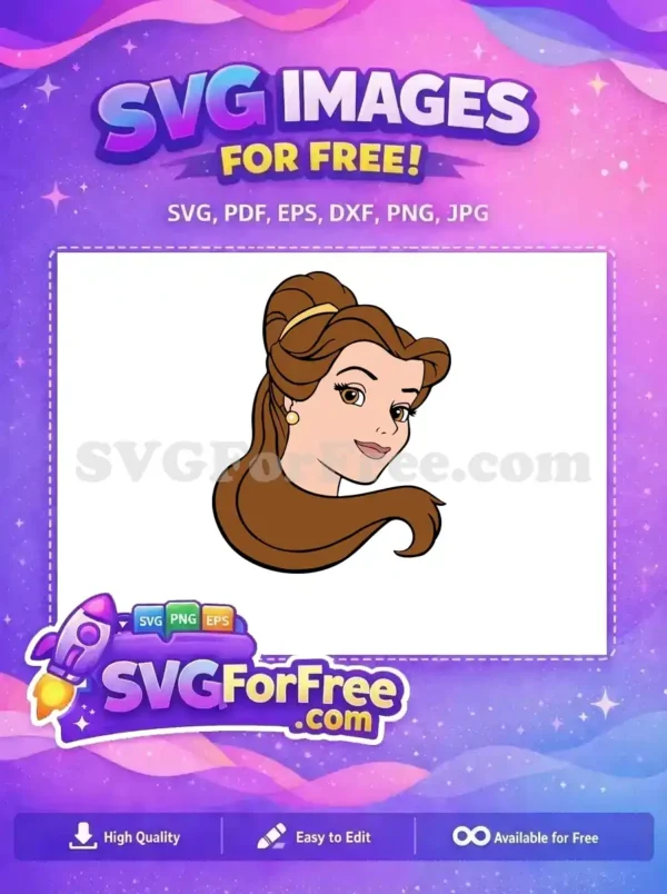 Free Smiling Belle Free Brown Hair Beauty and the Beast Free SVG Free Smiling Belle Free Brown Hair Beauty and the Beast Free SVG