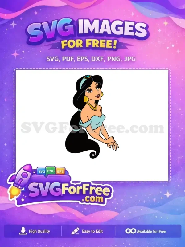 Free Smiling Jasmine Free Gold Details Aladdin Movie Free SVG