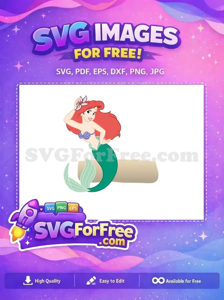Free Smiling Ariel Flower Free Mermaid Tail The Little Free SVG