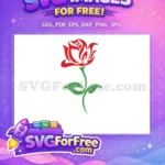 Free Stylized Red Rose Free Green Stem Beauty and the Beast Free SVG - Instant Download