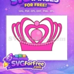 Free Pink Heart Crown Free Princess Design Movie Free SVG - Instant Download