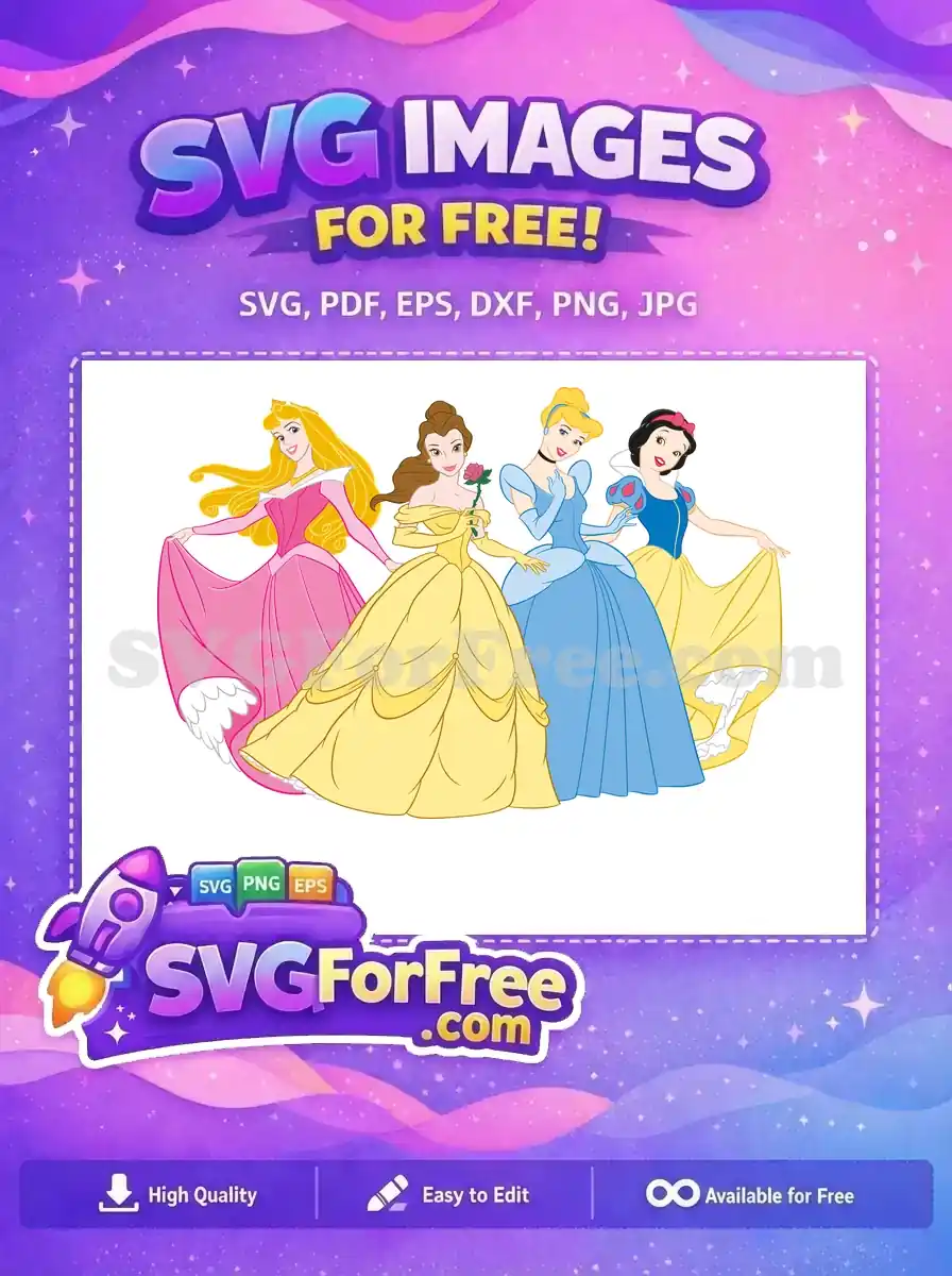 Free Disney Princesses Group Free Dresses Ballgowns Movie Free SVG