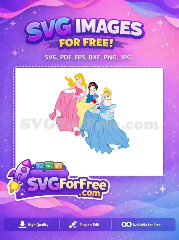 Free Blonde Pink Dress Free Red Bow Snow White Princess Free SVG