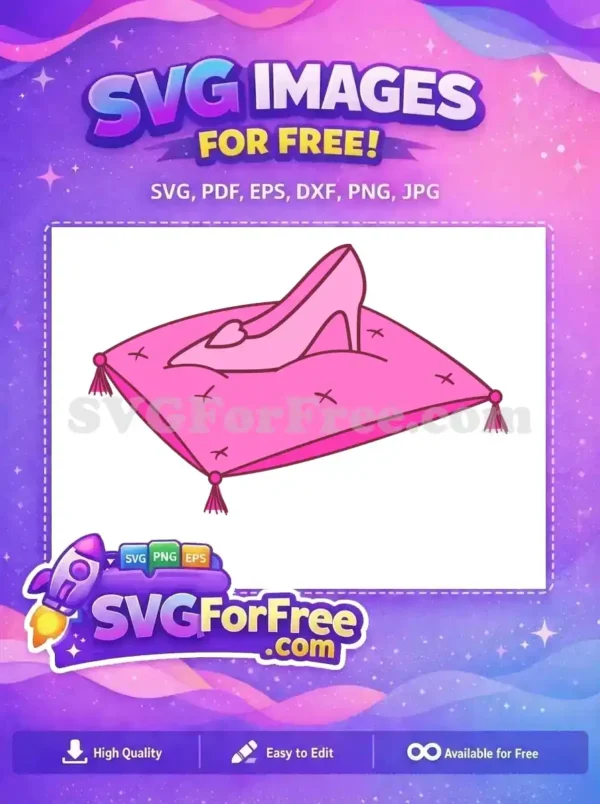 Free Pink Shoe Free Pillow Detail Cinderella Free SVG