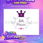 Free Purple Crown Free Pink Heart Little Princess Free SVG - Instant Download