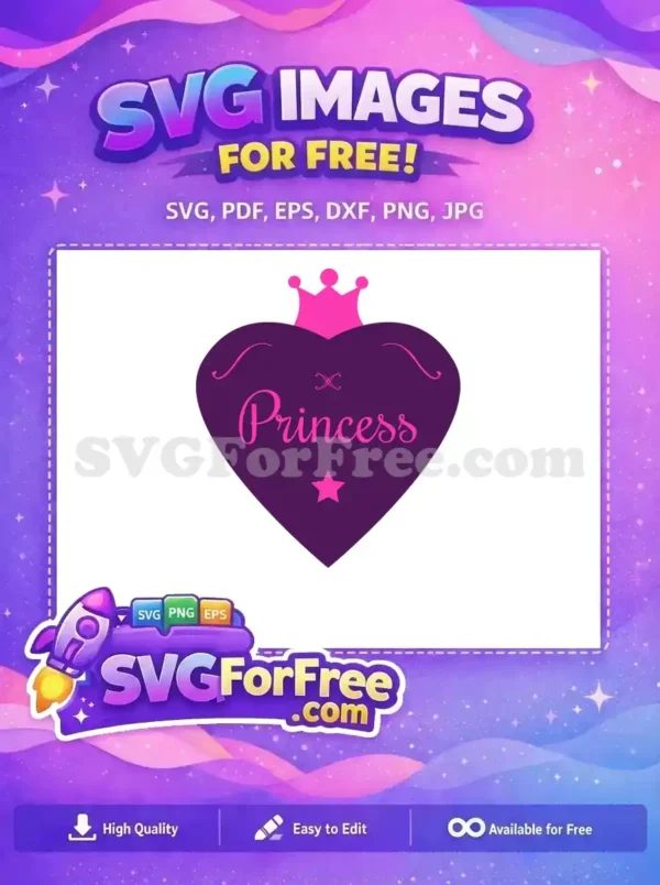 Free Pink Crown Free Purple Heart Princess Free SVG