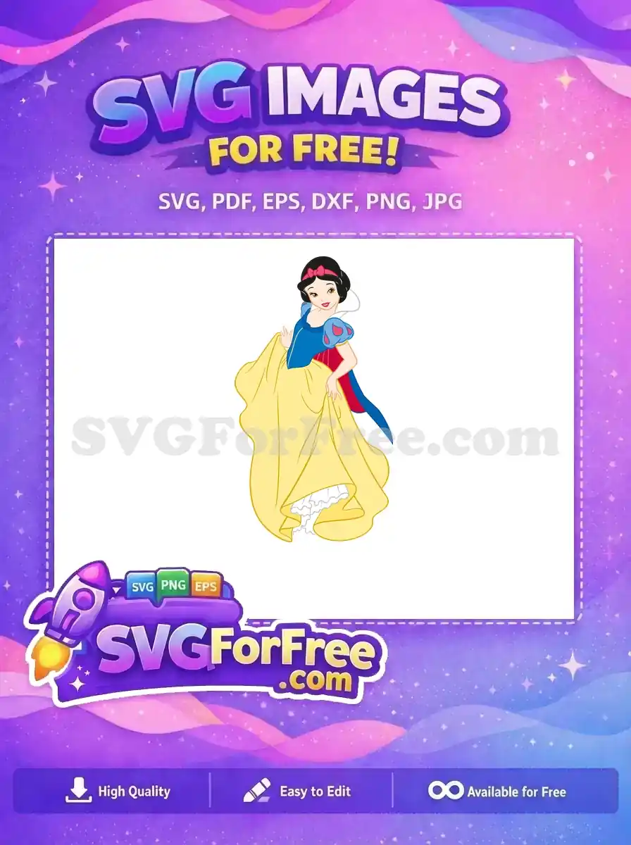 Free Smiling Snow White Free Yellow Dress Princess Free SVG 2