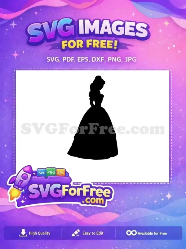 Free Belle Silhouette Free Princess Dress Beauty and the Beast Free SVG