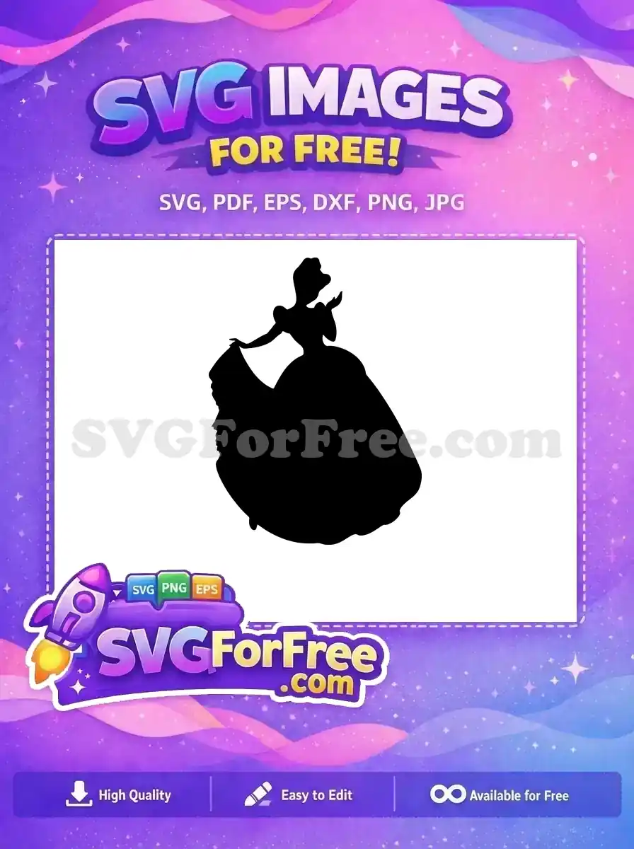 Free Silhouette Dress Free Blowing Kiss Cinderella Free SVG